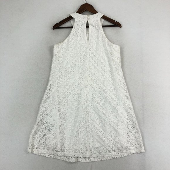 Three Pink Hearts NWT Women's Size Small White High Neck Sleeveless Mini Dress - Picture 9 of 10